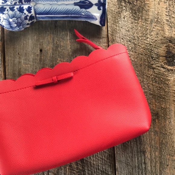 Canvas Stripe and Red Scalloped Make-Up Bags - Picture 2 of 13